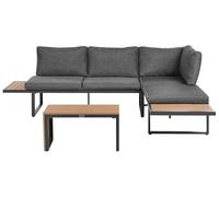 Beliani Ensemble Extérieur Modulable Canapé 4 Places et Table Basse Coussins Gris et Marron Clair Pienza