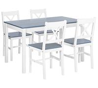 Beliani Ensemble Salle à Manger 4 Chaises et Table 120 x 75 cm en Bois Blanc et Marron pour Intérieurs Scandinave, Traditionnel ou Moderne