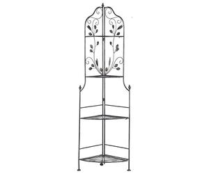 Beliani Étagère Angle Extérieur et Intérieur pour Plantes Noire 4 Niveaux Rangement pour Jardin ou Salle de Bain Traditionnelle et Romantique