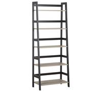 Beliani Étagère de Type Échelle au Style Industriel composé de 5 Compartiment en Bois Clair et Une Structure en Métal Noir 163 cm de Hauteur