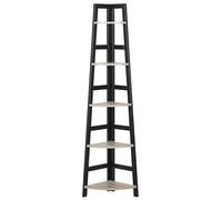 Beliani Étagère d'angle idéal pour la Décoration de Salon composé de 5 Étages en Bois Clair et Métal Noir aux Allures Moderne