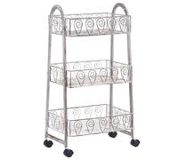 Beliani Étagère de Salle de Bain Retro en Métal à 3 Niveaux avec roulettes Beige Clair Yumbilla