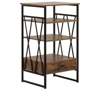 Beliani Commode Haute de 102 cm au Style Industriel en Métal Noir et Panneau à Particule de Bois Marron Vieilli 4 Compartiments de Rangement