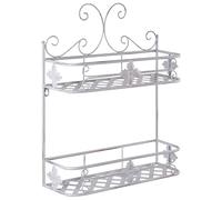 Beliani Étagère Murale 42 x 52 cm à 2 Niveaux en Acier Gris Vieilli pour Salle de Bains Marayes