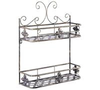 Beliani Étagère Murale 42 x 52 cm à 2 Niveaux en Acier Noir Vieilli pour Salle de Bains Marayes