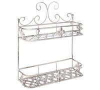 Beliani Armoire Murale Suspendue pour Tous Les Types de Salle de Bain avec 2 Etagères en Acier Blanc Effet Vieili de Style Moderne