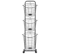Beliani Étagère sur Roulettes 3 Paniers Amovibles en Métal Noir Meuble de Rangement Pratique pour Salle de Bain ou Cuisine Moderne et Industrielle