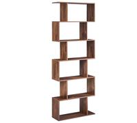 Bibliothèque design effet bois foncé 6 niveaux VALDOSA