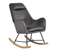 Beliani - Fauteuil à Bascule - Arrie - Velours et Bois, Gris Foncé
