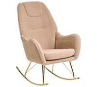 Beliani Fauteuil à Bascule Beige Bouclé Unicolore en Rembourré Pieds