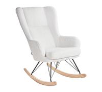 Beliani Fauteuil à Bascule Blanc Cassé Bouclé Unicolore Élégant Rembourré