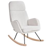 Beliani Fauteuil à Bascule Blanc Cassé Tissu Cottage Moderne en Assise