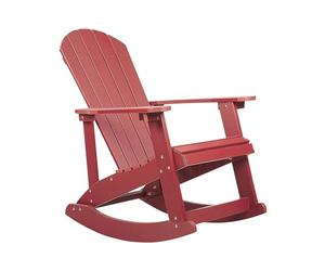 Beliani Fauteuil à Bascule de Jardin avec Lattes en Bois Synthétique Rouge Adirondack