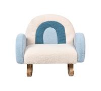 Beliani Fauteuil à Bascule en Bouclé pour Enfants Motif Arc-en-Ciel Pieds en Bois Meuble Intérieur Bleu Clair Ombo