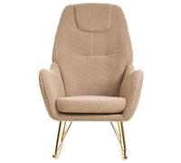 Beliani Fauteuil à Bascule en Bouclé Rembourré Pieds en Métal avec Accoudoirs Beige Gulsele