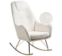Beliani Fauteuil à Bascule en Bouclé Rembourré Pieds en Métal avec Accoudoirs Blanc Cassé Gulsele