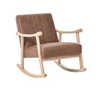 Beliani Fauteuil à Bascule en Cuir PU Pieds en Bois d'Hévéa avec Accoudoirs Meuble Salon Enfant Marron Leknes