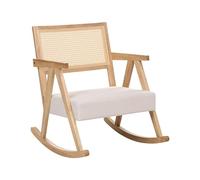 Beliani Fauteuil à Bascule en Tissu Rembourré Structure en Bois d'Hévéa Dossier Viennois Marron Clair et Beige Clair Rya