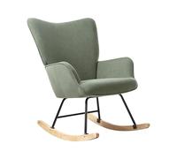 Beliani Fauteuil à Bascule en Velours Côtelé avec Dossier Large et Accoudoirs Pieds en Métal Noir Meuble de Salon Chambre Vert Arset