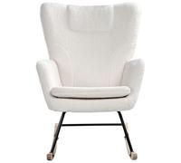 Beliani Fauteuil à Bascule Moderne en Bouclé Rembourré Pieds en Bois Meuble Chambre Enfant Blanc Sandve