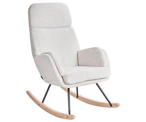 Beliani Fauteuil à Bascule Moderne en Tissu Assise Polyester Pieds Métal Patins en Bois Blanc Cassé Kvelia