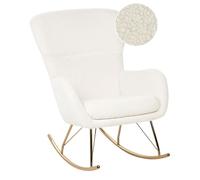 Beliani Fauteuil à Bascule Moderne en Tissu Bouclé Blanc et Pieds Métal Dorés Anaset