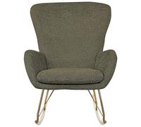 Beliani Fauteuil à Bascule Moderne en Tissu Bouclé Vert Foncé et Pieds Métal Dorés Anaset