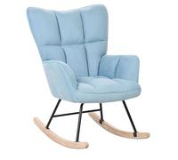 Beliani Fauteuil à Bascule Moderne en Tissu Polyester Bleu et Pieds en Bois Oulu