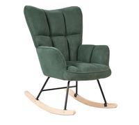 Beliani Fauteuil à Bascule Moderne en Tissu Polyester Vert Foncé et Pieds en Bois Oulu