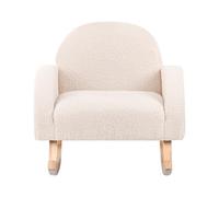 Beliani Fauteuil à Bascule pour Enfants en Bouclé Pieds en Bois Beige Clair Hug