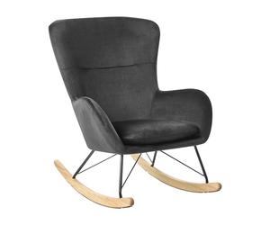 Beliani Fauteuil à Bascule Rétro en Velours Noir Rembourrage de Qualité Supérieure Ellan