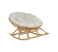 Fauteuil à bascule rond en rotin ton naturel et beige clair ORVIETO