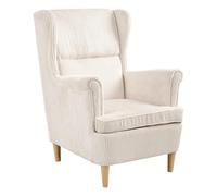 Beliani Fauteuil à Dossier Classique en Velours Côtelé Rembourré Pieds en Bois Beige Clair Abson