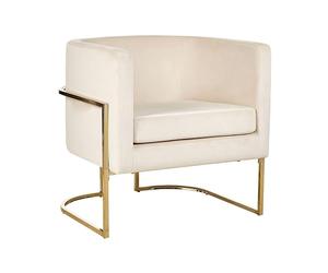 Beliani Fauteuil à Dossier Rond Moderne Glam Décoratif en Velours Beigr Crème et Cadre Doré Sirkka