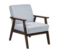 Beliani - Fauteuil - Asnes - en Tissu Polyester et Bois d'Hévéa, Gris et Bo