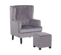 Beliani - Fauteuil avec Repose-pieds - Sandset - en Velours, Gris