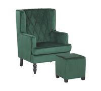 Beliani - Fauteuil avec Repose-pieds - Sandset - en Velours, Vert