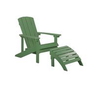 Beliani Fauteuil Bas de Jardin Repose-pied Adirondack en Bois Synthétique Vert