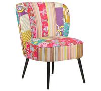 Beliani Fauteuil Bas en Tissu Patchwork Multicolore sans Accoudoirs Pieds en Métal Voss