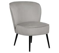 Beliani Fauteuil Bas en Velours Gris Clair sans Accoudoirs Pieds Obliques en Métal Noir Voss