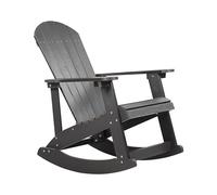 Fauteuil Bascule de Jardin à Lattes en Bois Synthétique Gris Foncé Adirondack