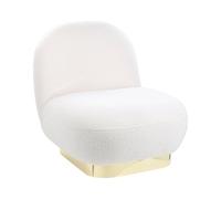 Beliani Fauteuil Blanc à Base Dorée en Tissu Glamour Art Déco Bouclé Rembourré Loviisa