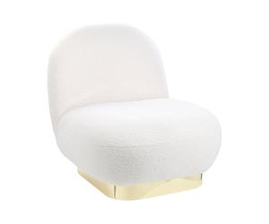 Beliani Fauteuil Blanc à Base Dorée en Tissu Glamour Art Déco Bouclé Rembourré Loviisa