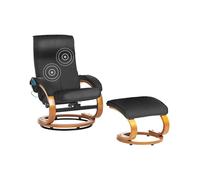 Beliani Fauteuil Chaise de Relaxation Massante et Chauffante en Tissu Noir et Bois avec Repose-Pied Design Ultra Moderne et Confort Optimal