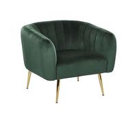 Beliani Fauteuil Club Cabriolet Tapissé en Velours Vert Foncé avec Pieds en Acier Doré Design Tendance pour Chambre ou Salon Glamour Vintage