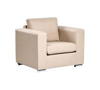 Beliani Fauteuil Club Moderne en Cuir Rembourré Pieds Chromé Beige Helsinki