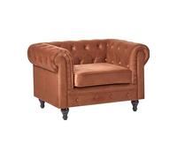 Beliani Fauteuil Club Moderne en Velours à Dossier Capitonné Marron Doré Chesterfield