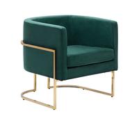 Beliani Fauteuil Club Cabriolet Tapissé en Velours Vert Foncé avec Structure en Acier Doré Design Tendance pour Chambre ou Salon Glamour Vintage