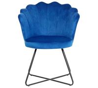 Beliani Fauteuil Coquillage Bleu Marin en Velours Glamour sans Accoudoirs Rembourré Lovelock