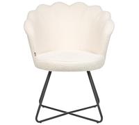 Beliani Fauteuil Coquillage en Boucle Blanche Pieds en Croix en Acier Style Rétro Lovelock